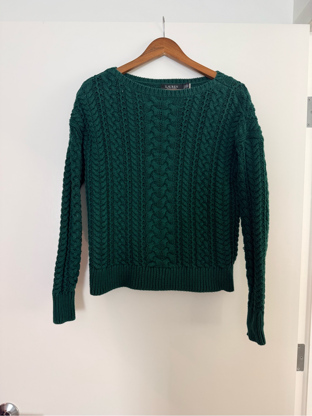 Ralph Lauren Dark Green Cable Knit Crewneck Sweater